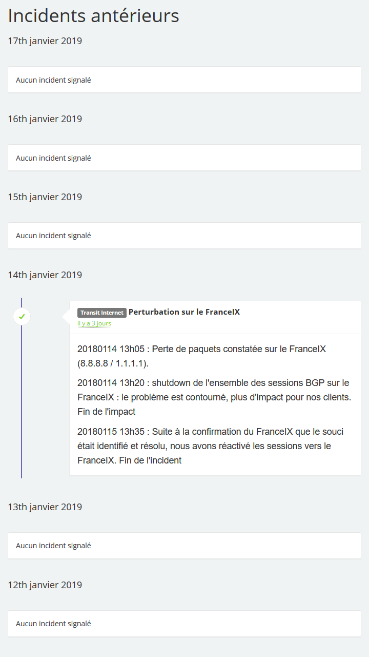 Exemple incident transit Internet Eurafibre FranceIX
