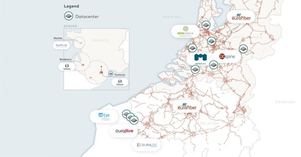 Carte réseau fibre optique Europe Eurofiber